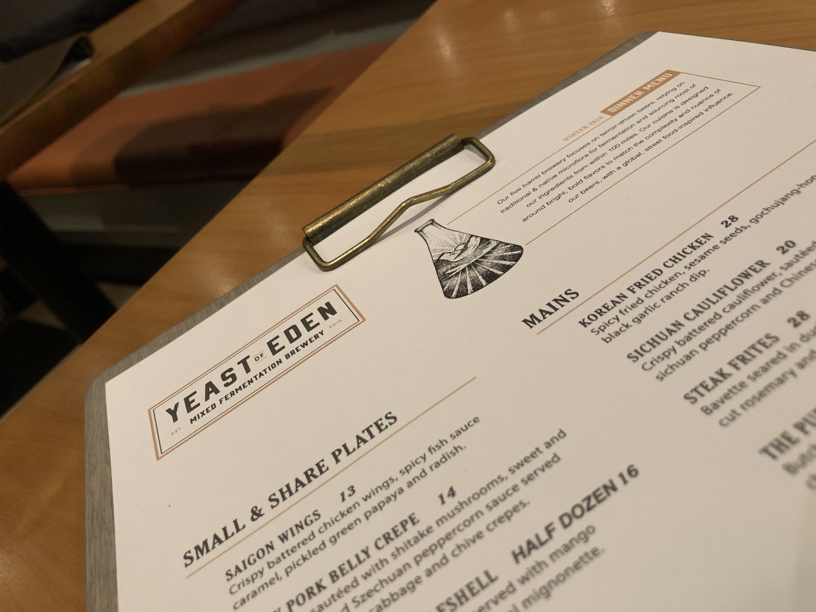 Yeast of Eden menu
